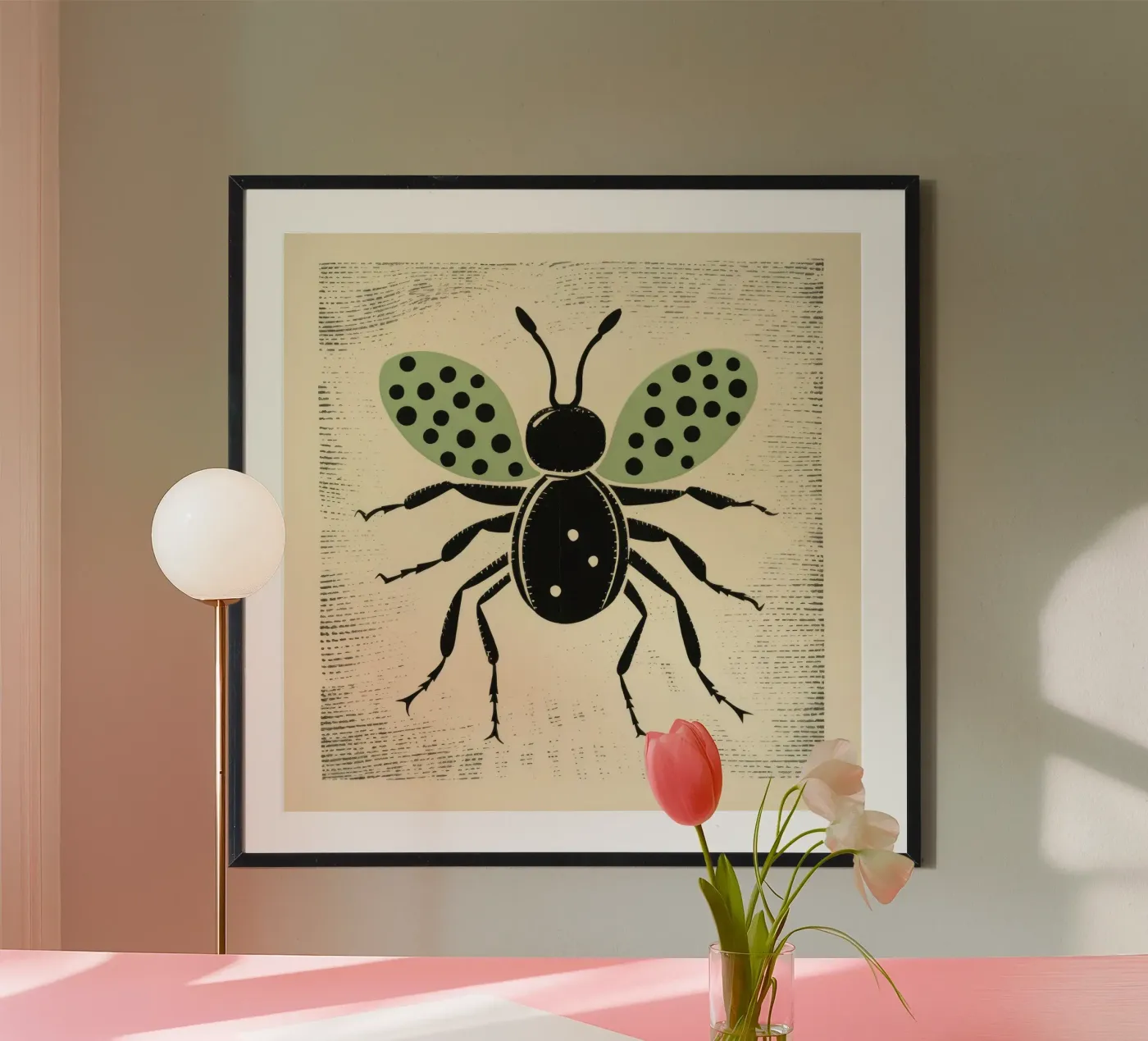 Groene mier poster van Minimal Animal Art