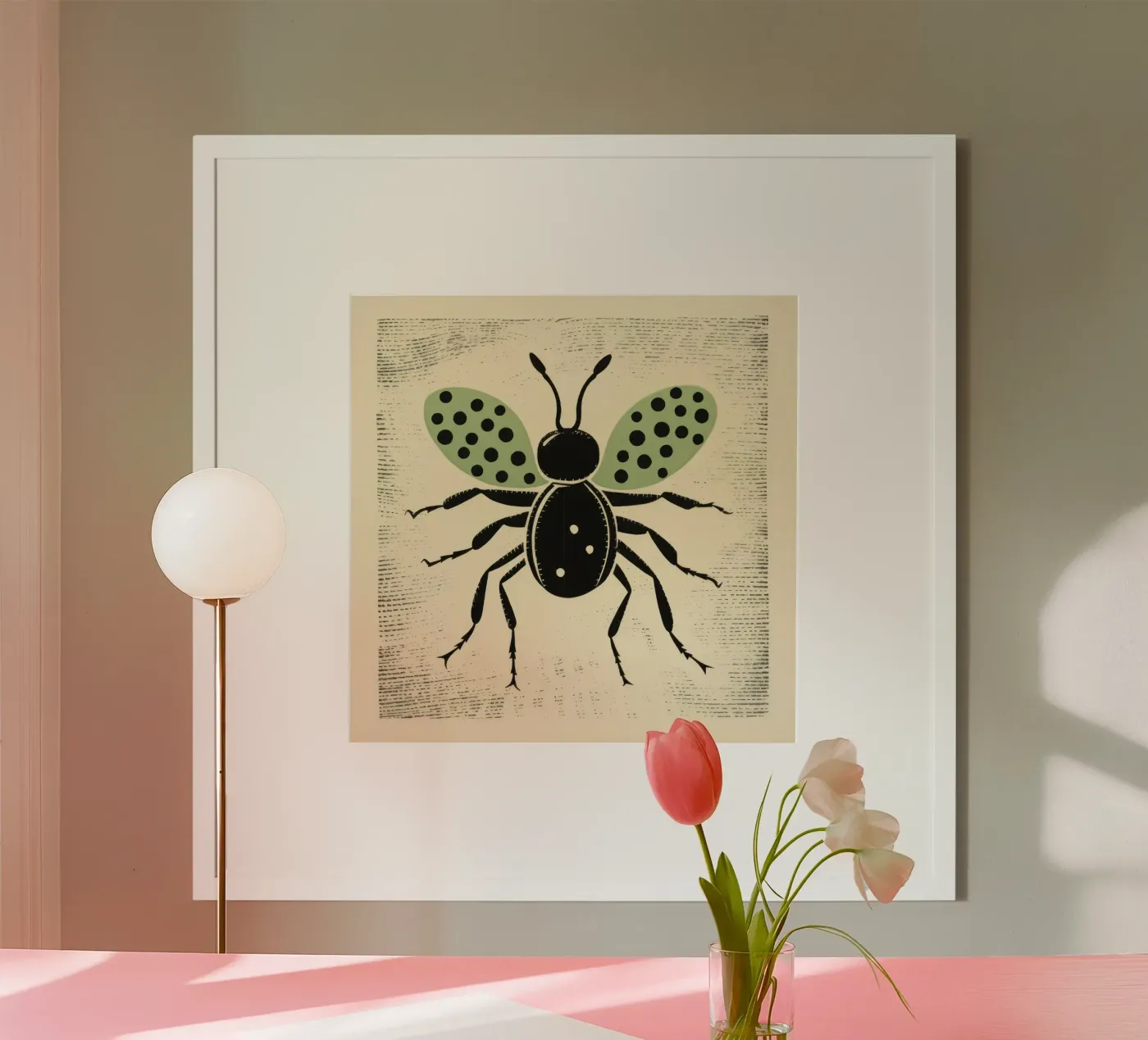 Groene mier poster van Minimal Animal Art