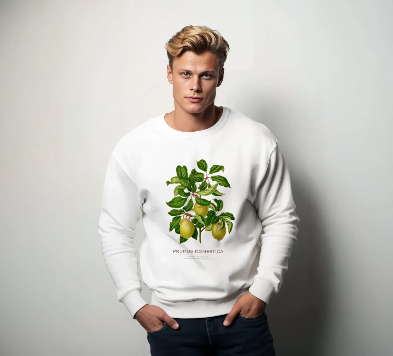 Pflaumen an einem Zweig oder Prunus domestica Sweatshirt von Vintagrafica