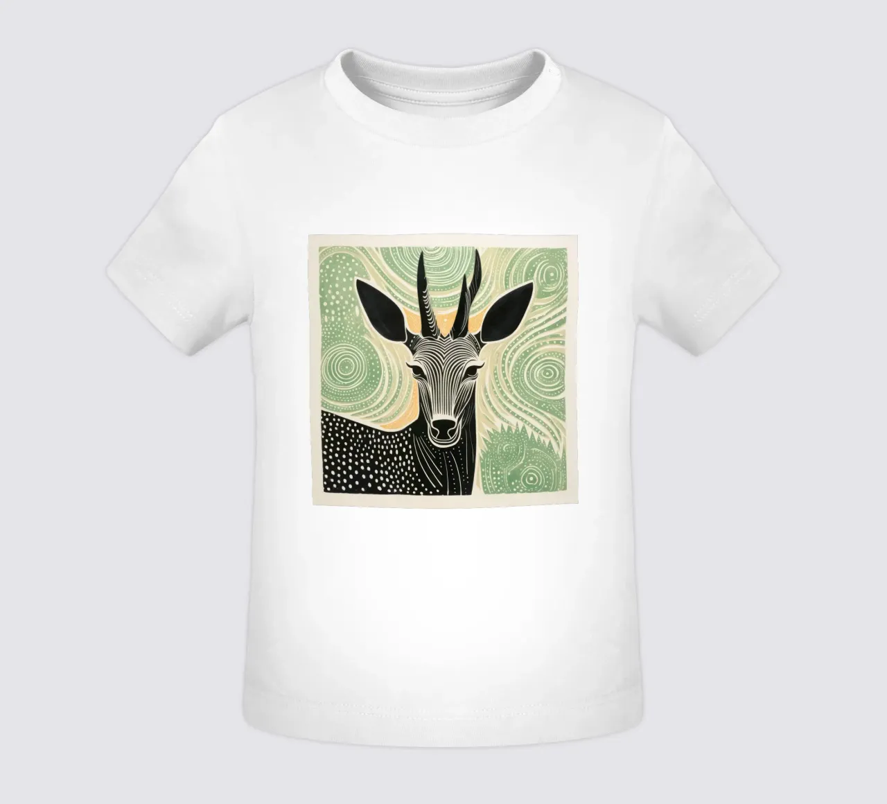 Green Antelope 1 baby t-shirt by Minimal Animal Art