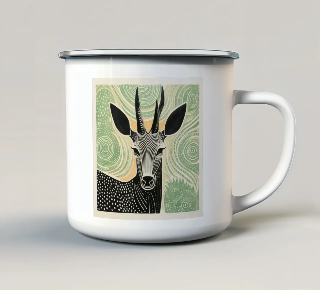 Antilope verde 1 tazza in smalto da Minimal Animal Art
