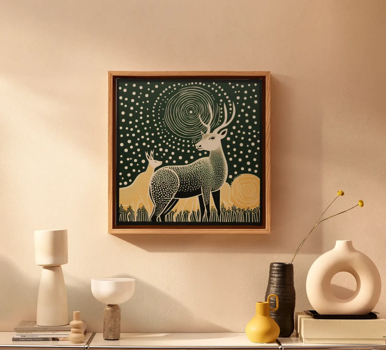 Antilope verde 2 tela con Cornice a cassetta da Minimal Animal Art