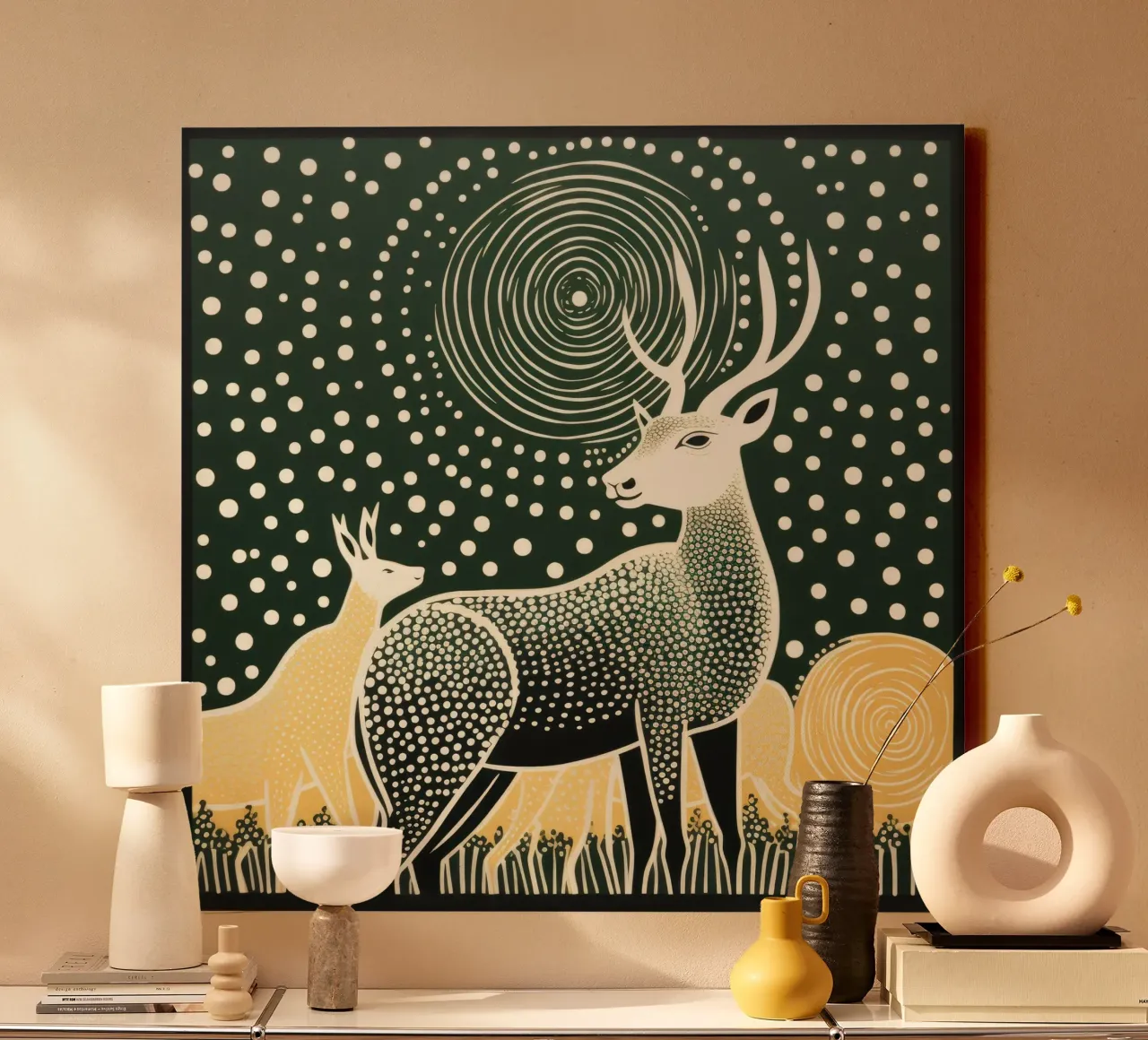Antilope verde 2 tela con Cornice a cassetta da Minimal Animal Art