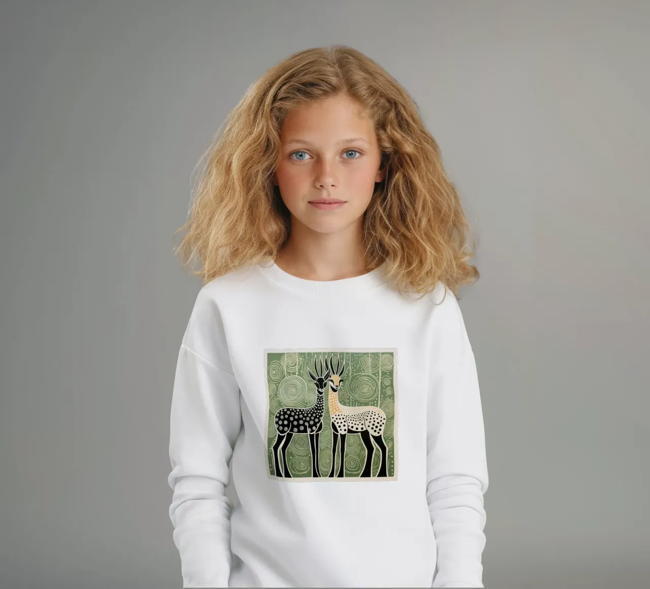 Antilope verde 3 felpa bambino da Minimal Animal Art