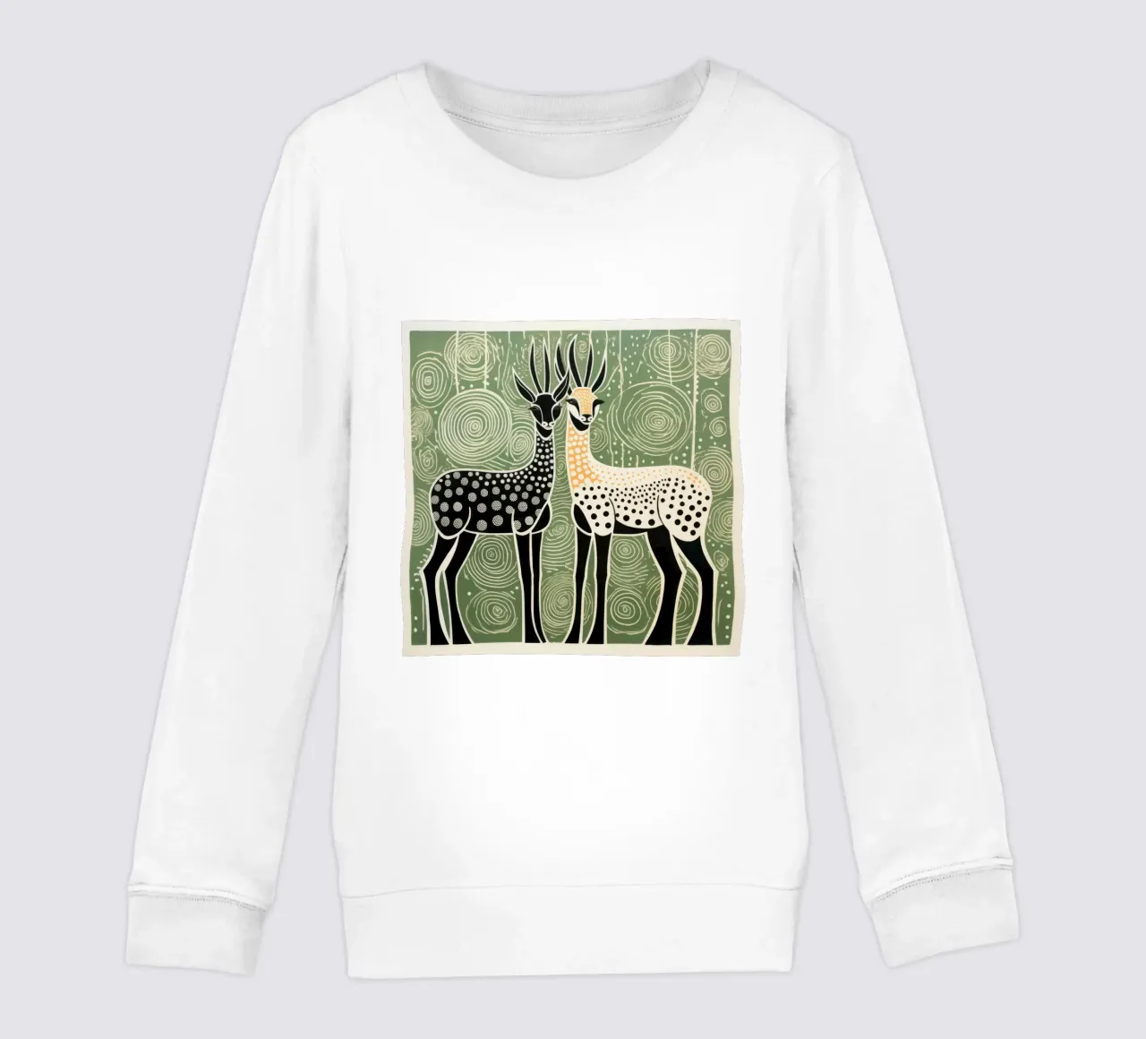 Antilope verde 3 felpa bambino da Minimal Animal Art