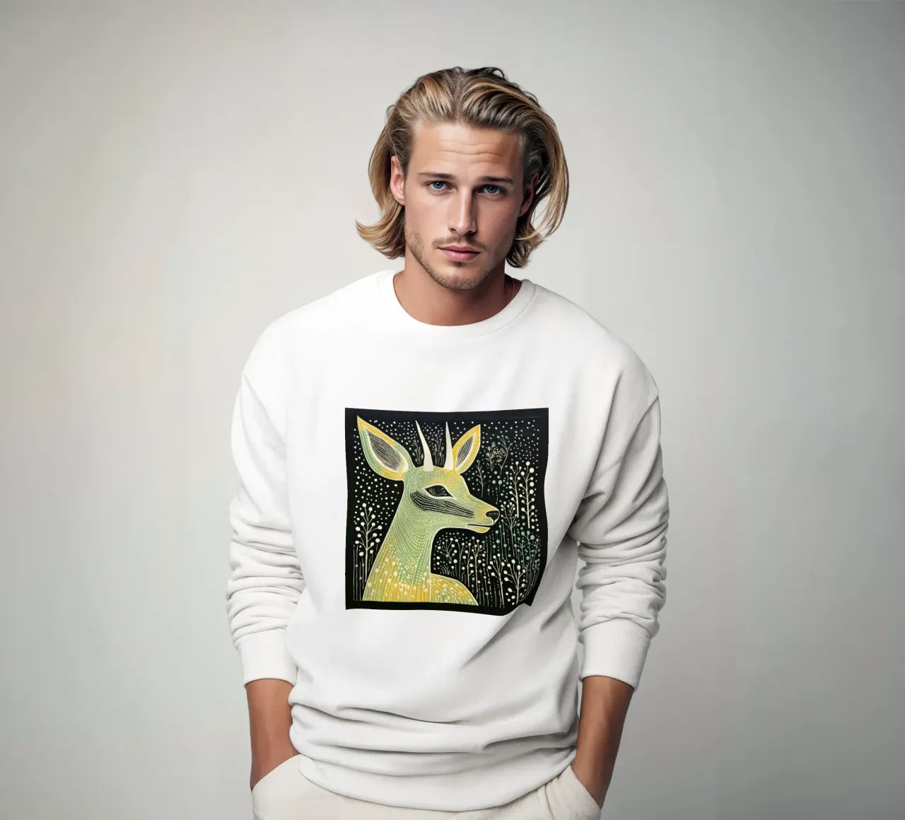 Antilope verde 4 felpa da Minimal Animal Art