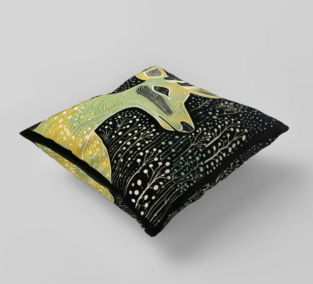 Antilope verde 4 cuscino da Minimal Animal Art