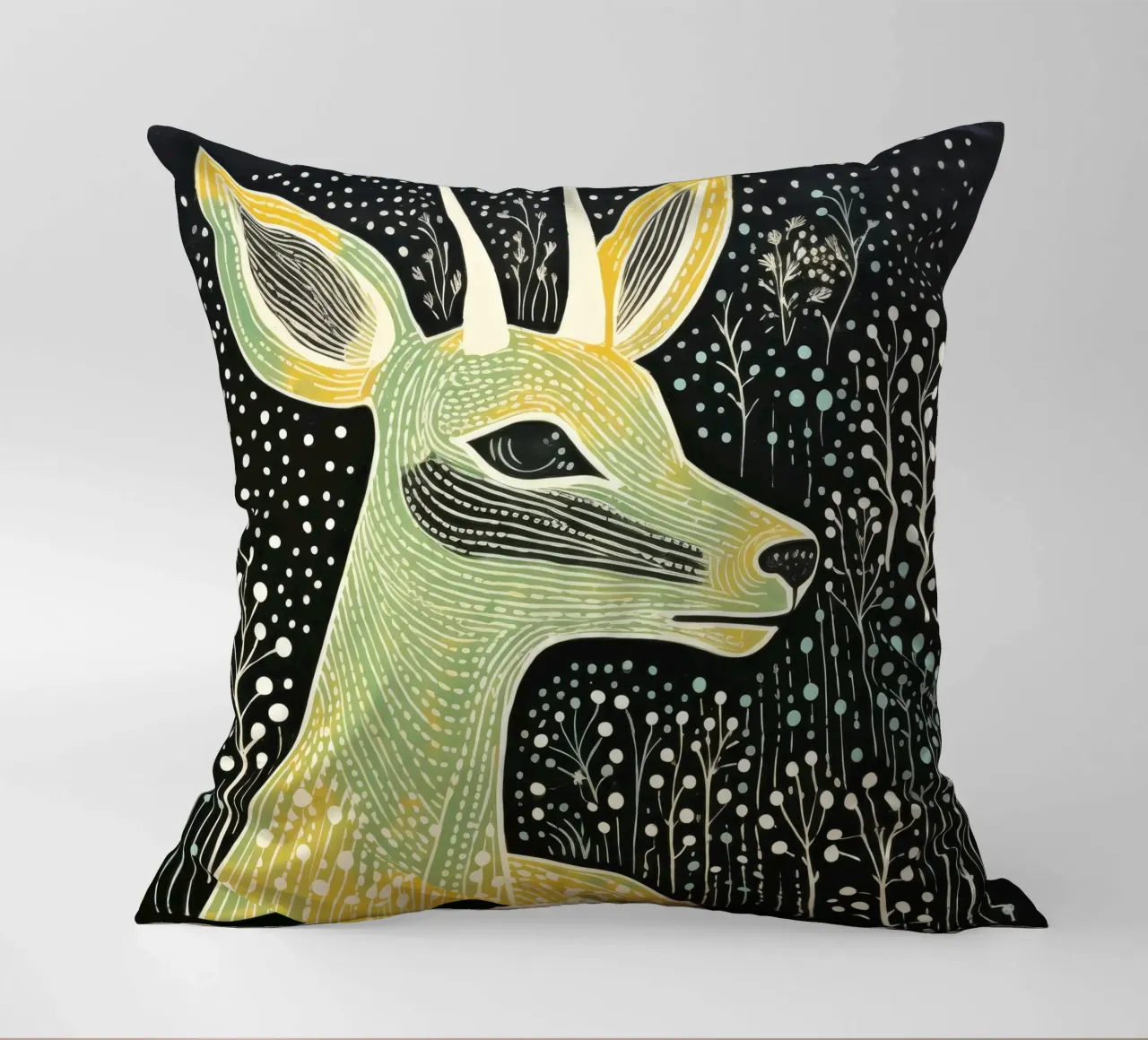 Antilope verde 4 cuscino da Minimal Animal Art