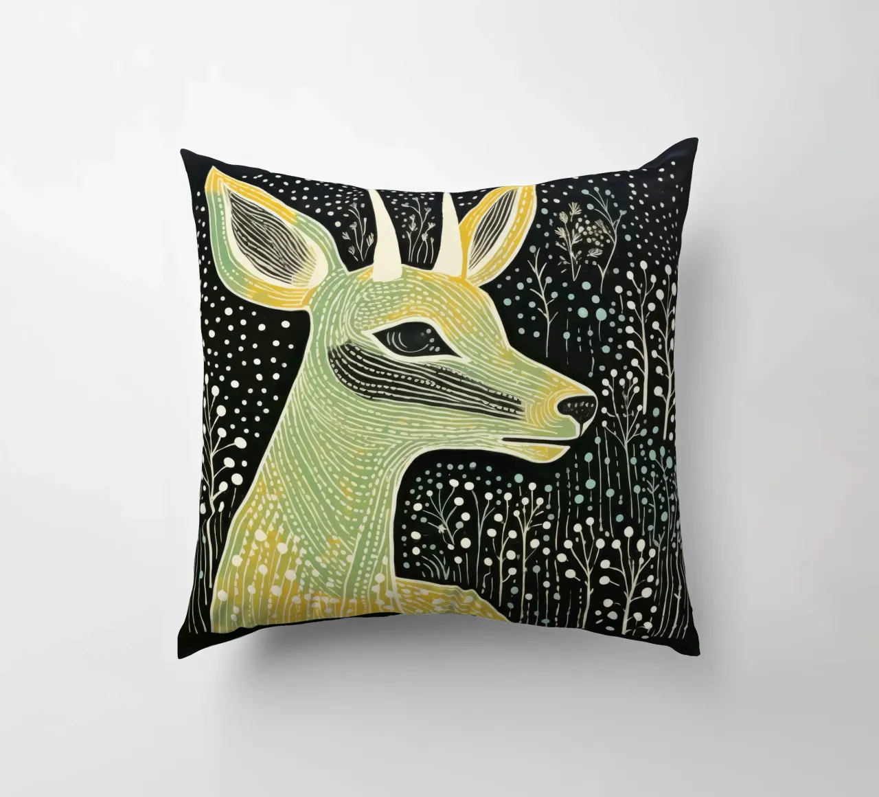 Antilope verde 4 cuscino da Minimal Animal Art