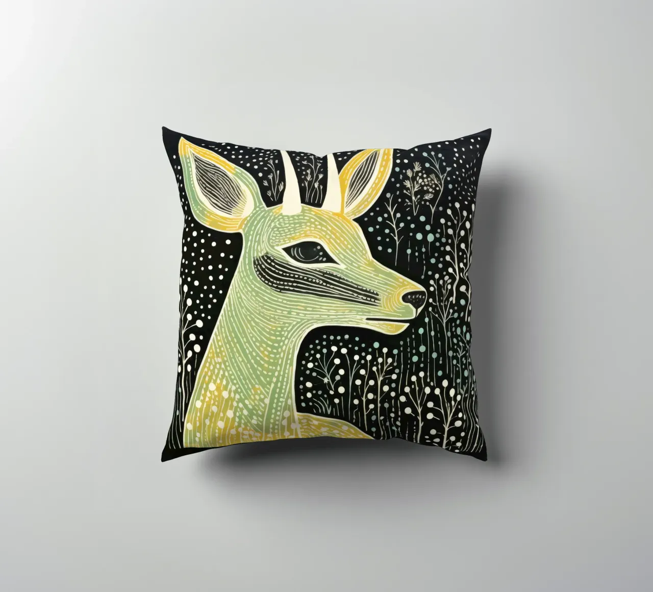 Antilope verde 4 cuscino da Minimal Animal Art