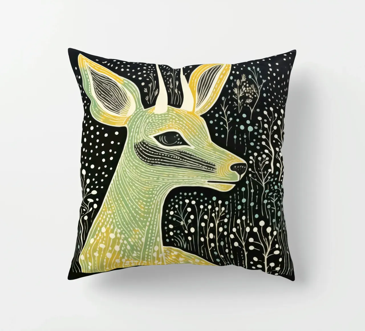 Antilope verde 4 cuscino da Minimal Animal Art