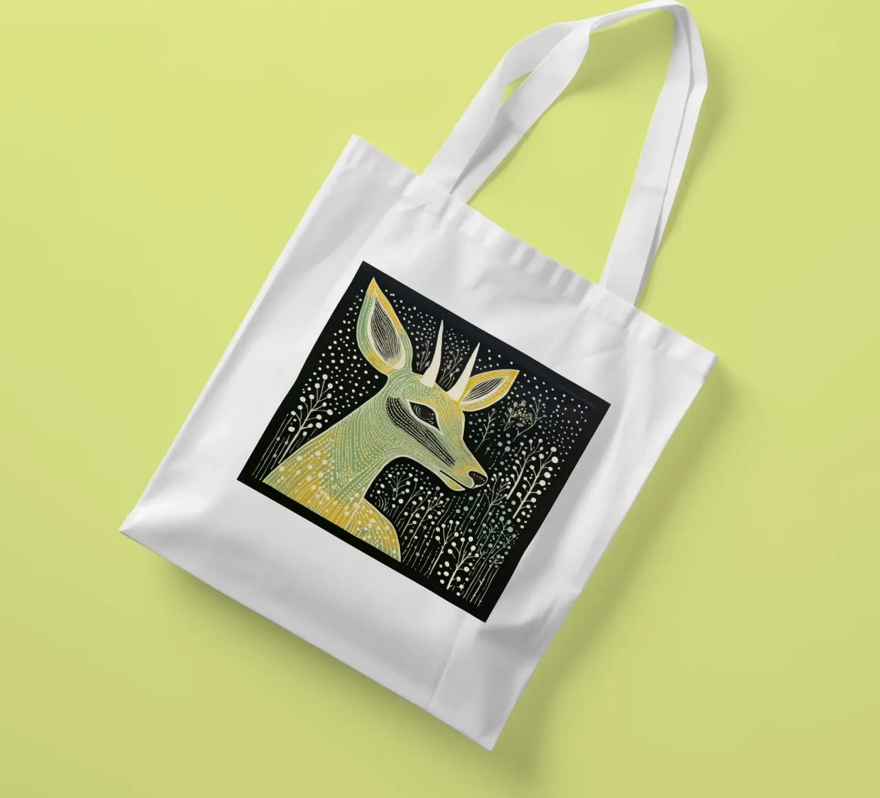 Green Antelope 4 tote bag by Minimal Animal Art