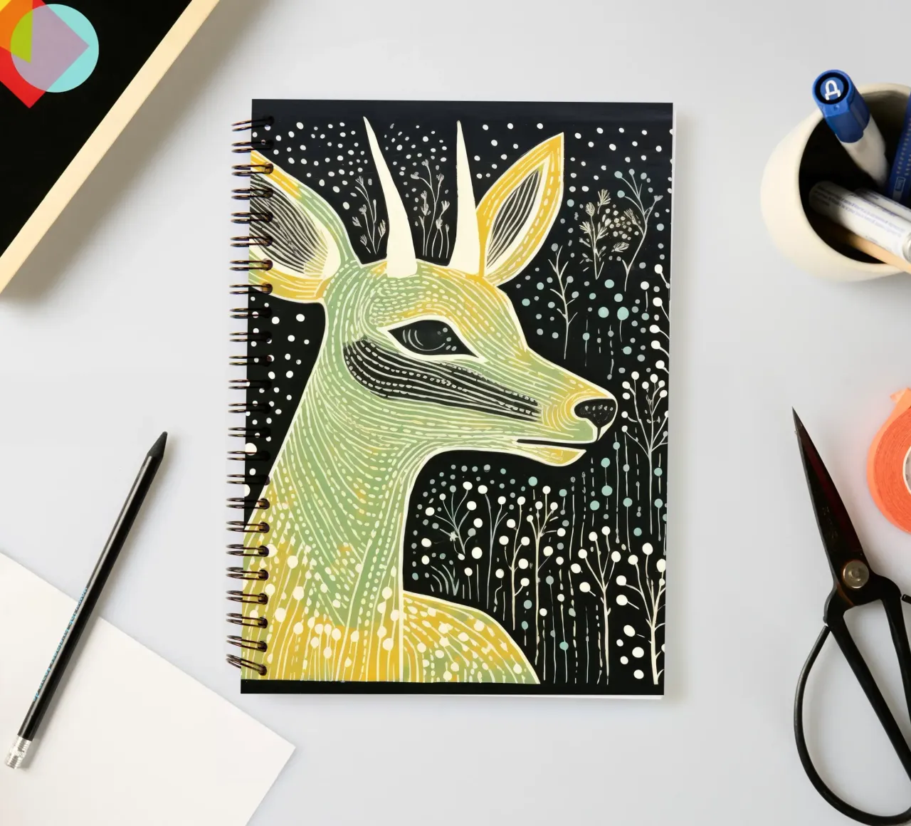 Green Antelope 4 spiral notebook by Minimal Animal Art