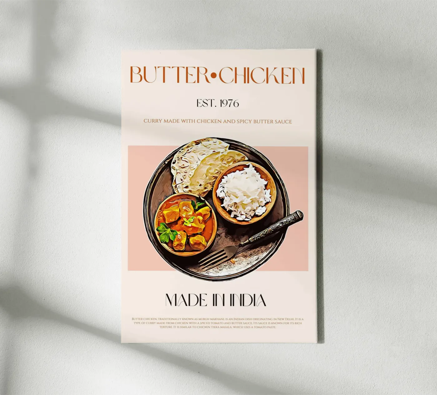 Butter Chicken Print Leinwand von KOKRPrints