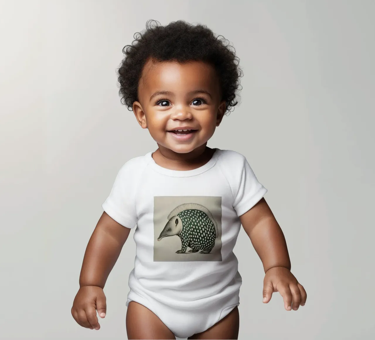 Armadillo verde 1 body neonato maniche corte da Minimal Animal Art