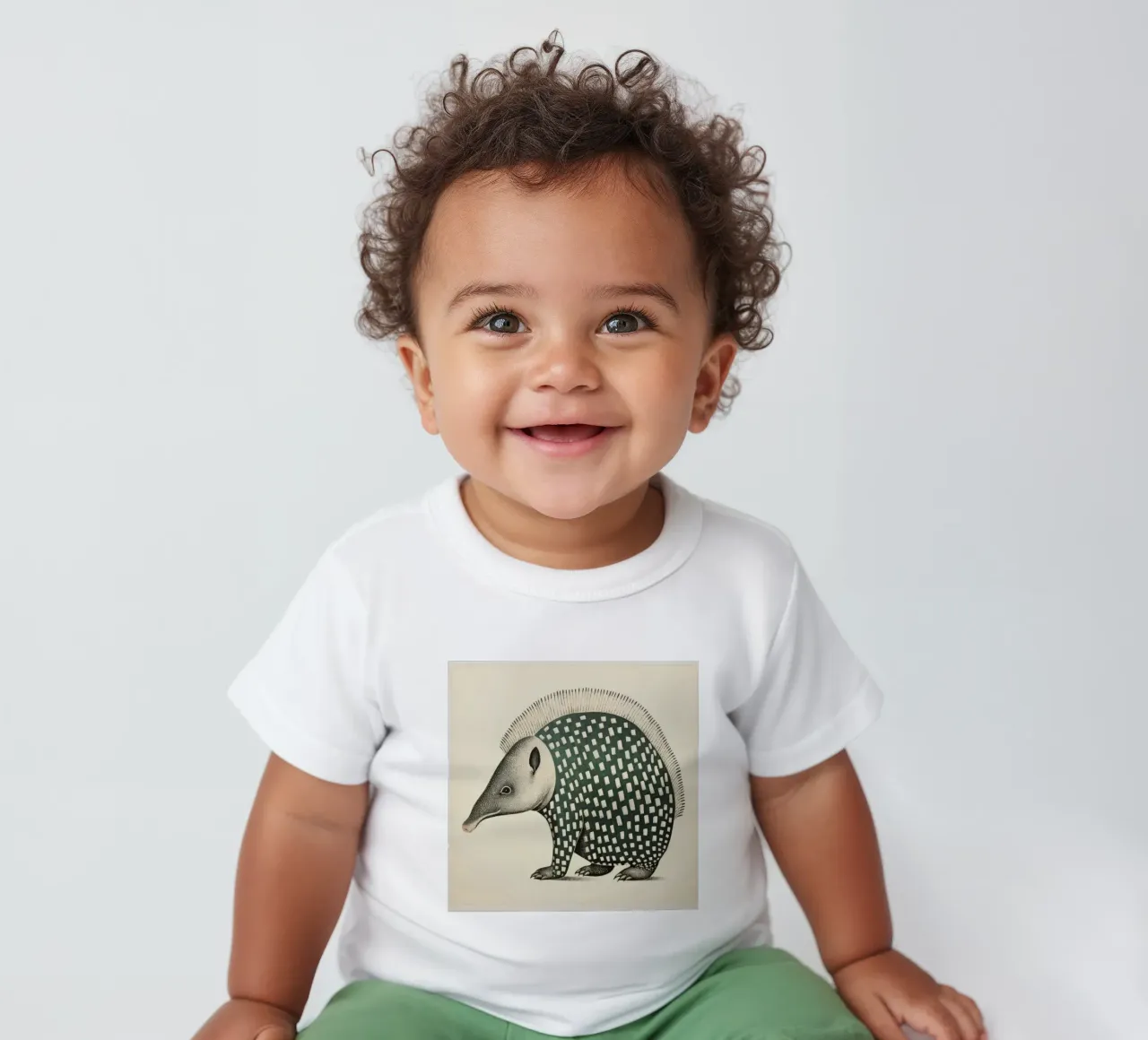 Armadillo verde 1 maglietta neonato da Minimal Animal Art