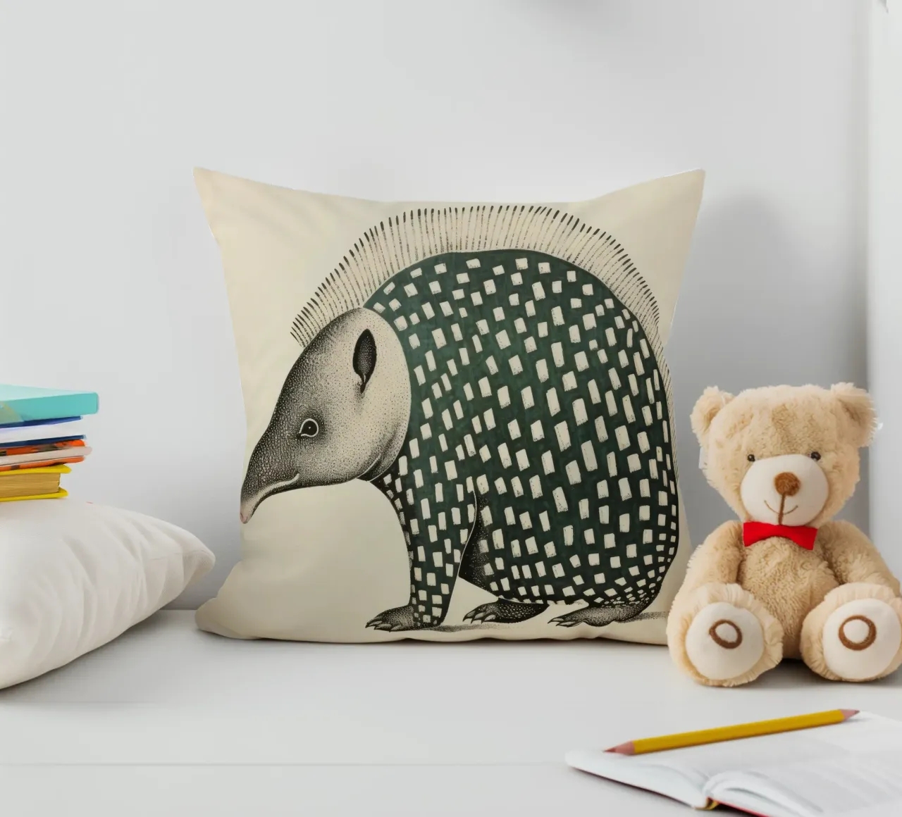 Armadillo verde 1 cuscino da Minimal Animal Art