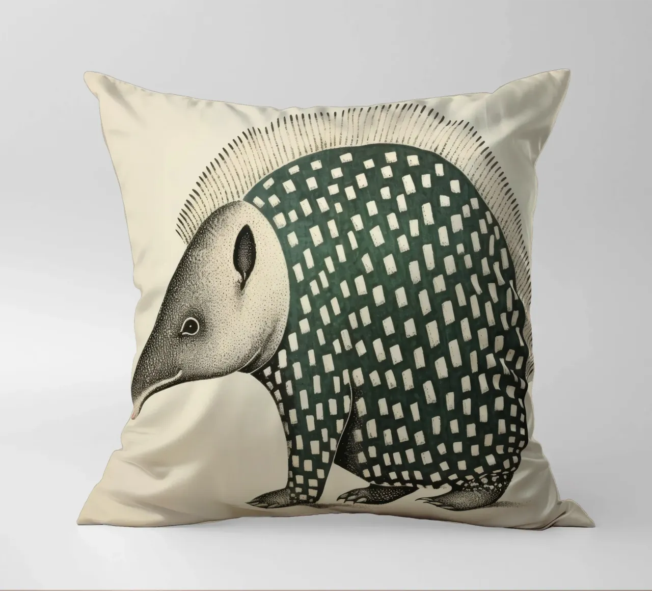 Armadillo verde 1 cuscino da Minimal Animal Art
