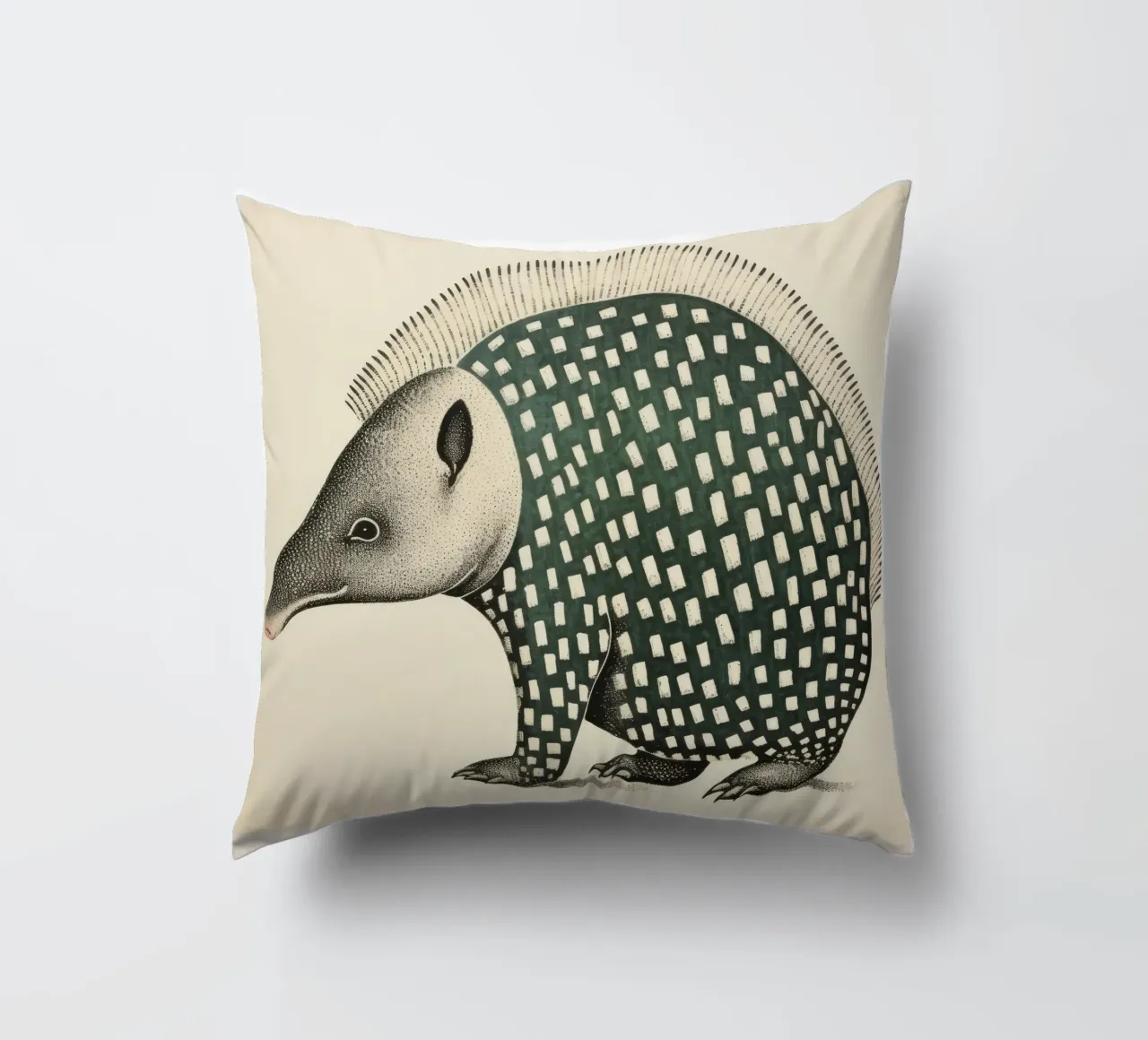 Armadillo verde 1 cuscino da Minimal Animal Art