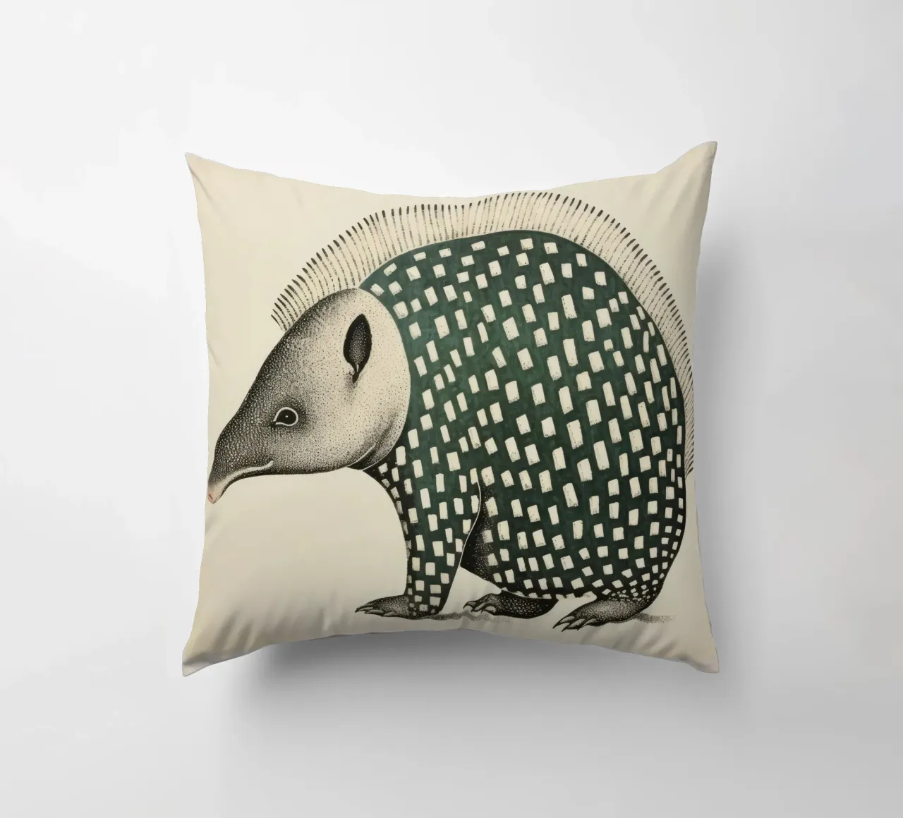 Armadillo verde 1 cuscino da Minimal Animal Art