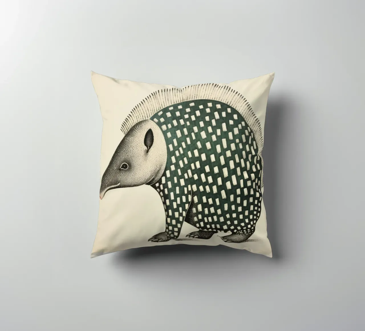 Armadillo verde 1 cuscino da Minimal Animal Art