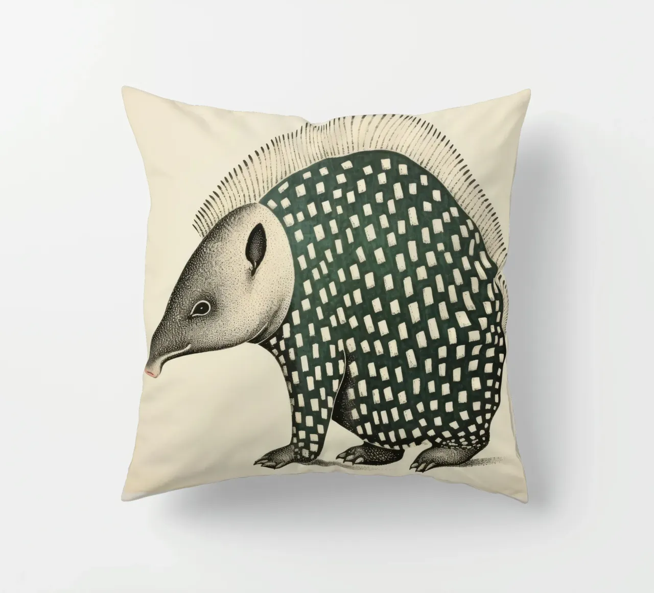Armadillo verde 1 cuscino da Minimal Animal Art
