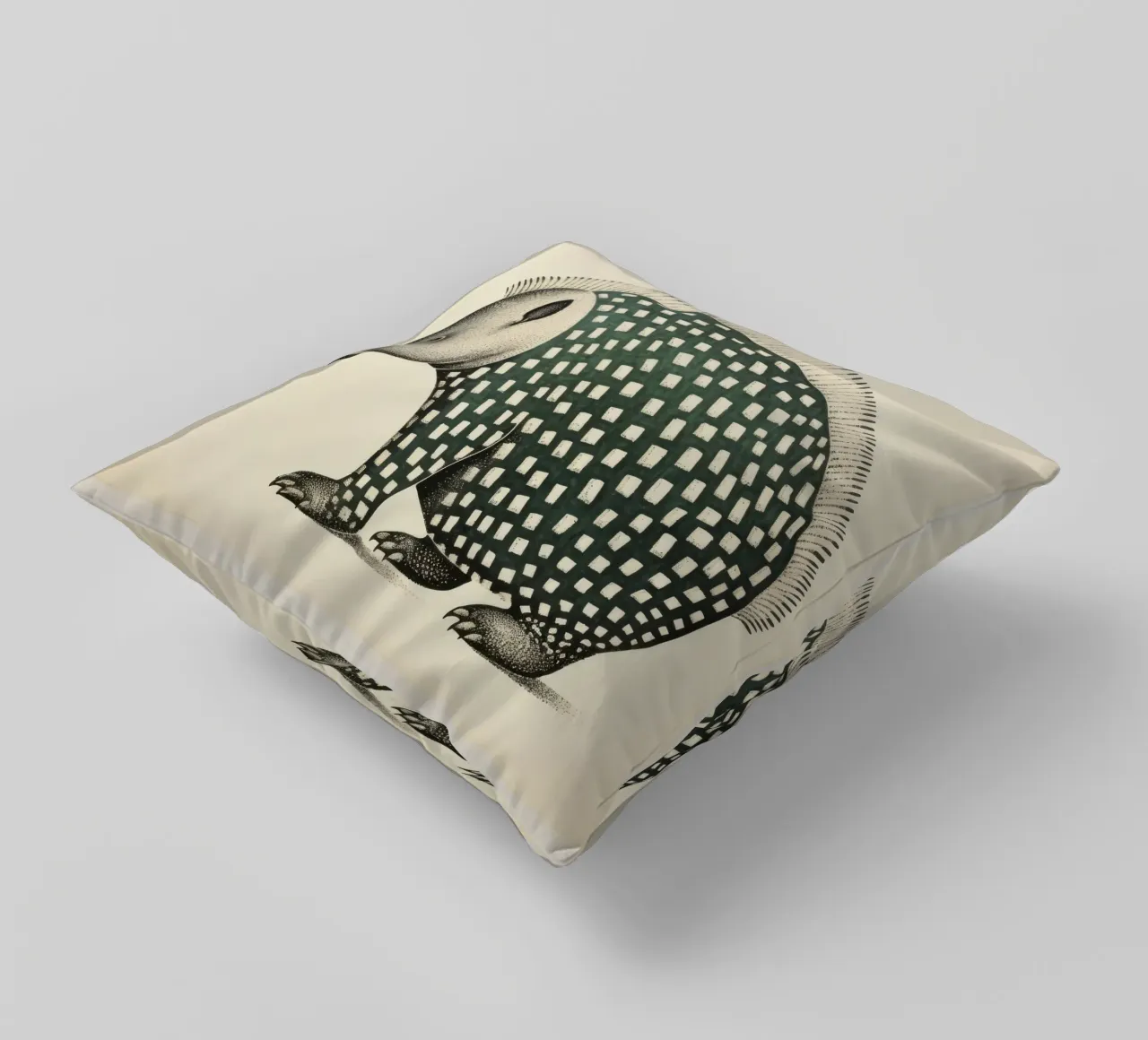 Armadillo verde 1 cuscino da Minimal Animal Art
