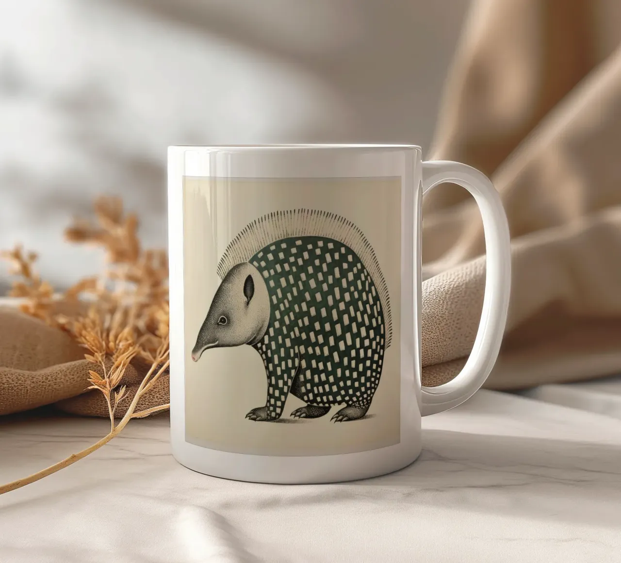 Armadillo verde 1 tazza in ceramica da Minimal Animal Art