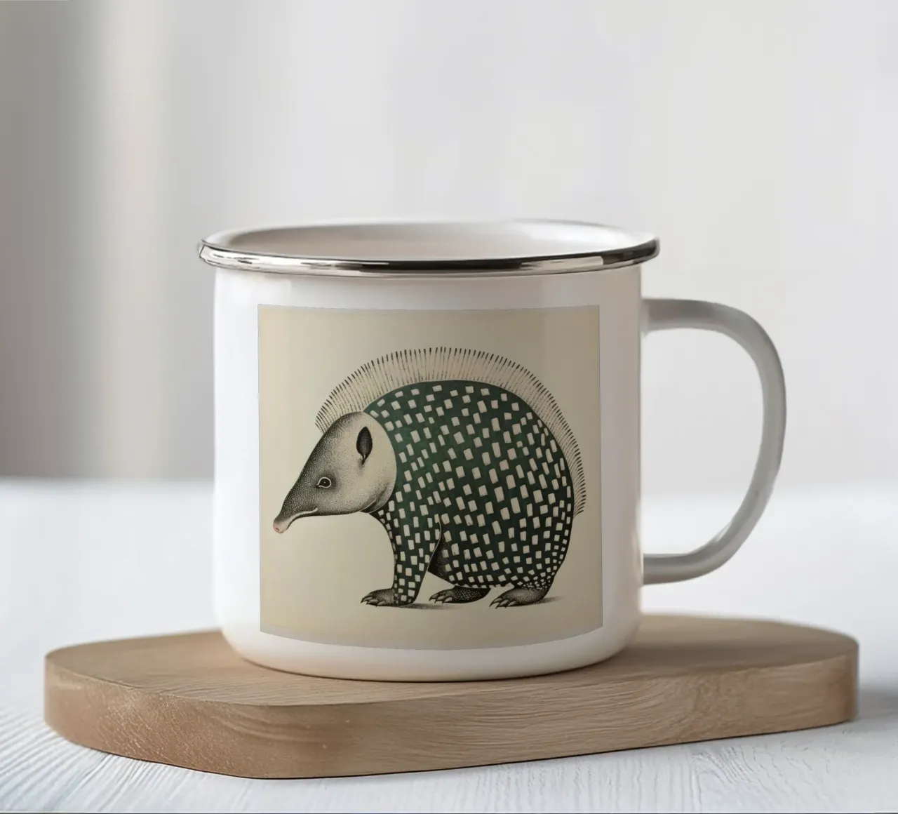 Armadillo verde 1 tazza in smalto da Minimal Animal Art