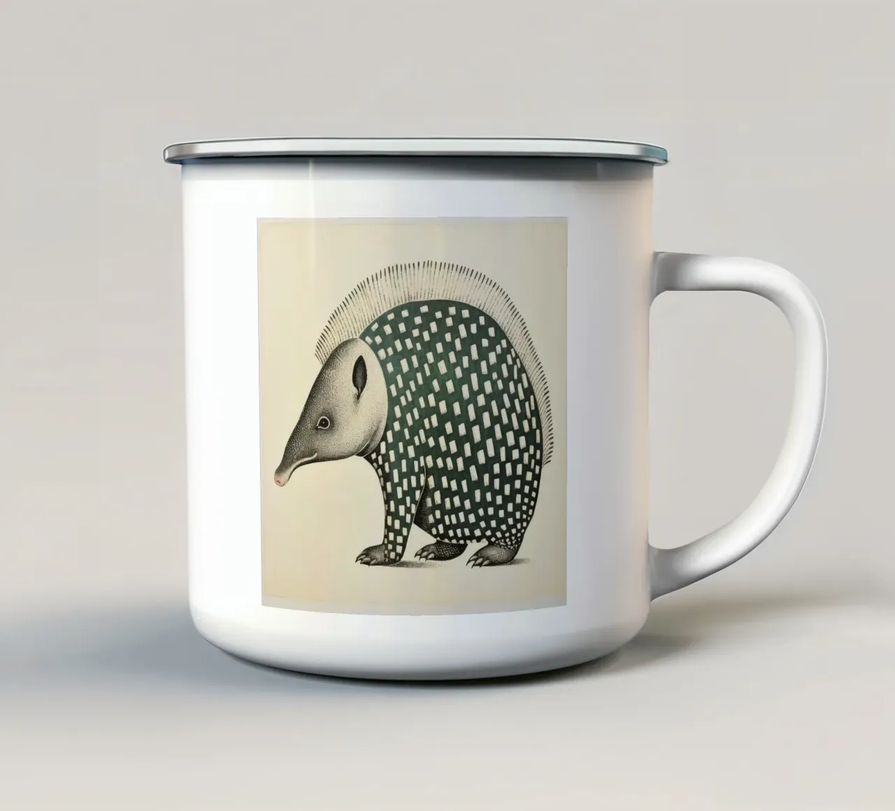 Armadillo verde 1 tazza in smalto da Minimal Animal Art