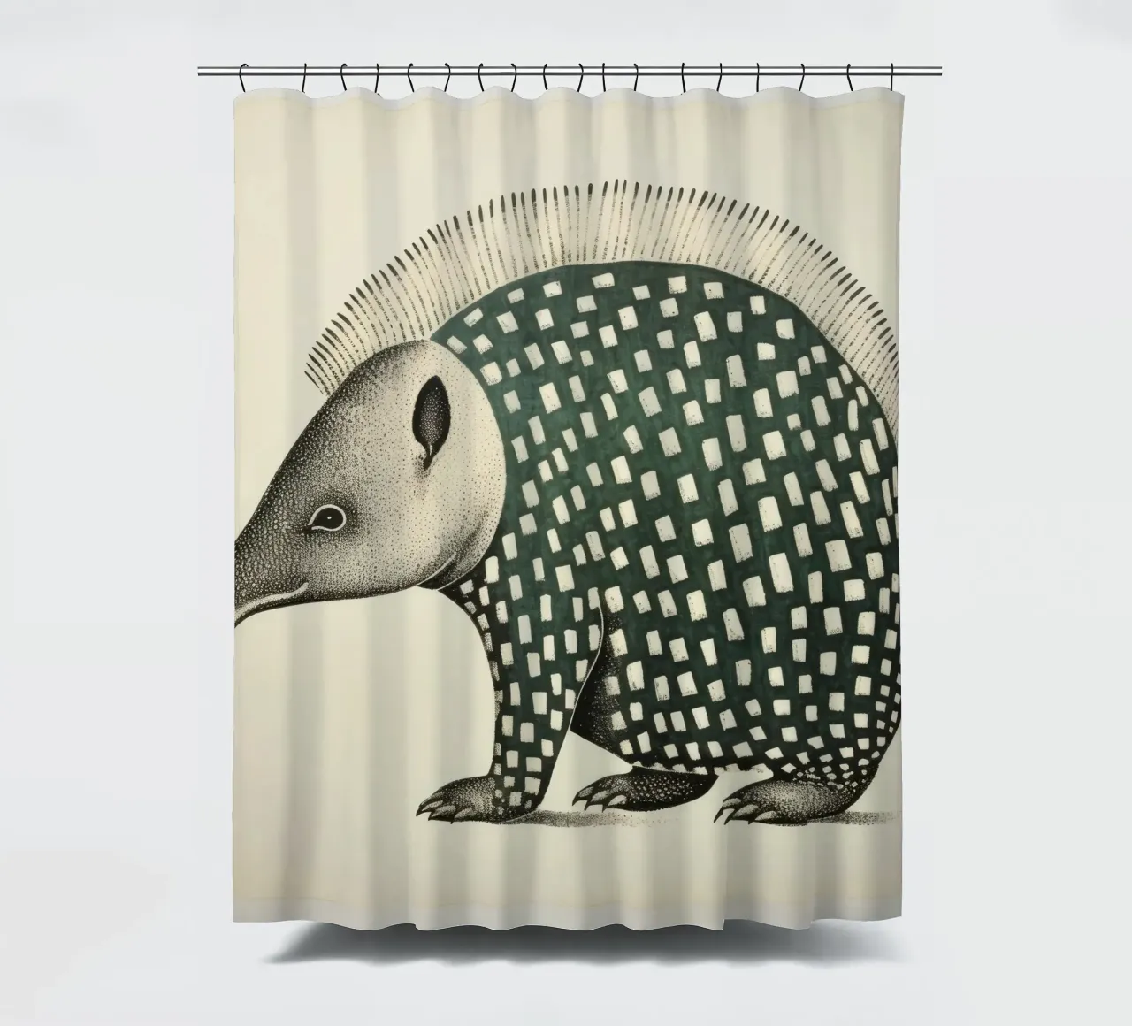 Armadillo verde 1 tenda da doccia da Minimal Animal Art