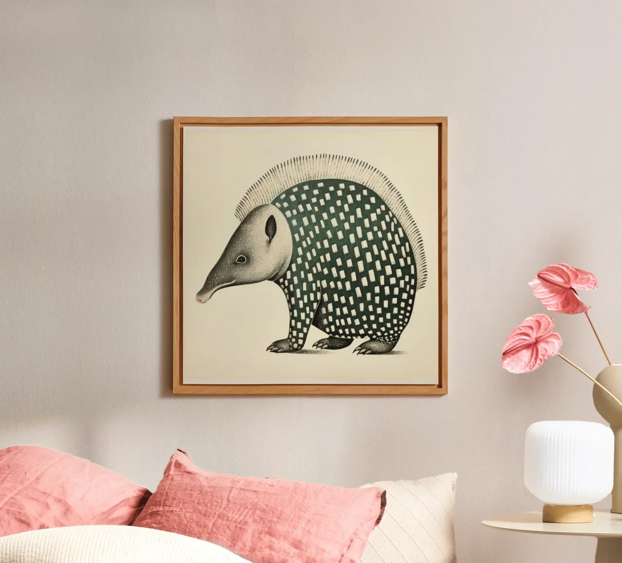 Armadillo verde 1 alluminio dibond da Minimal Animal Art