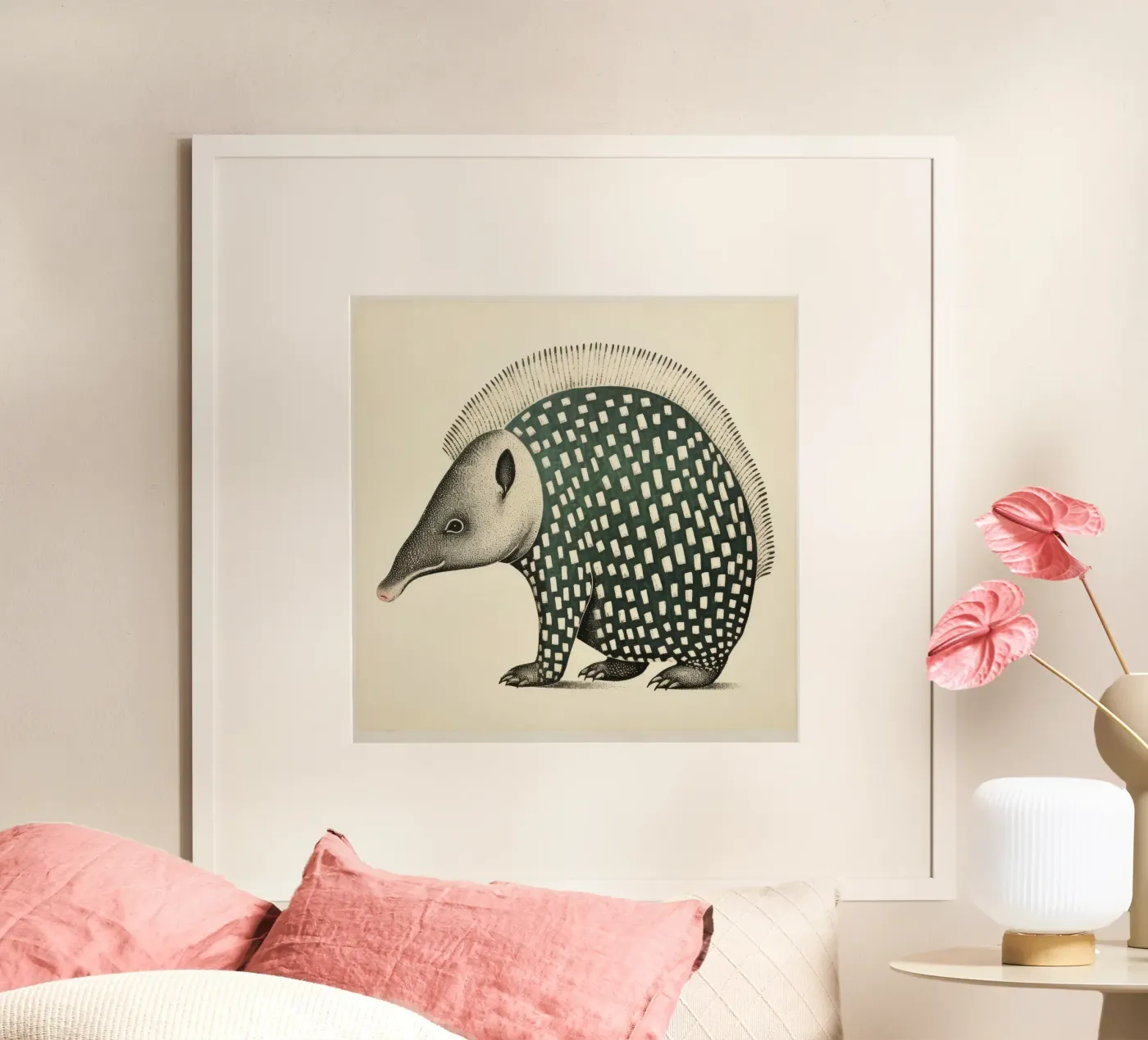 Green Armadillo poster da Minimal Animal Art