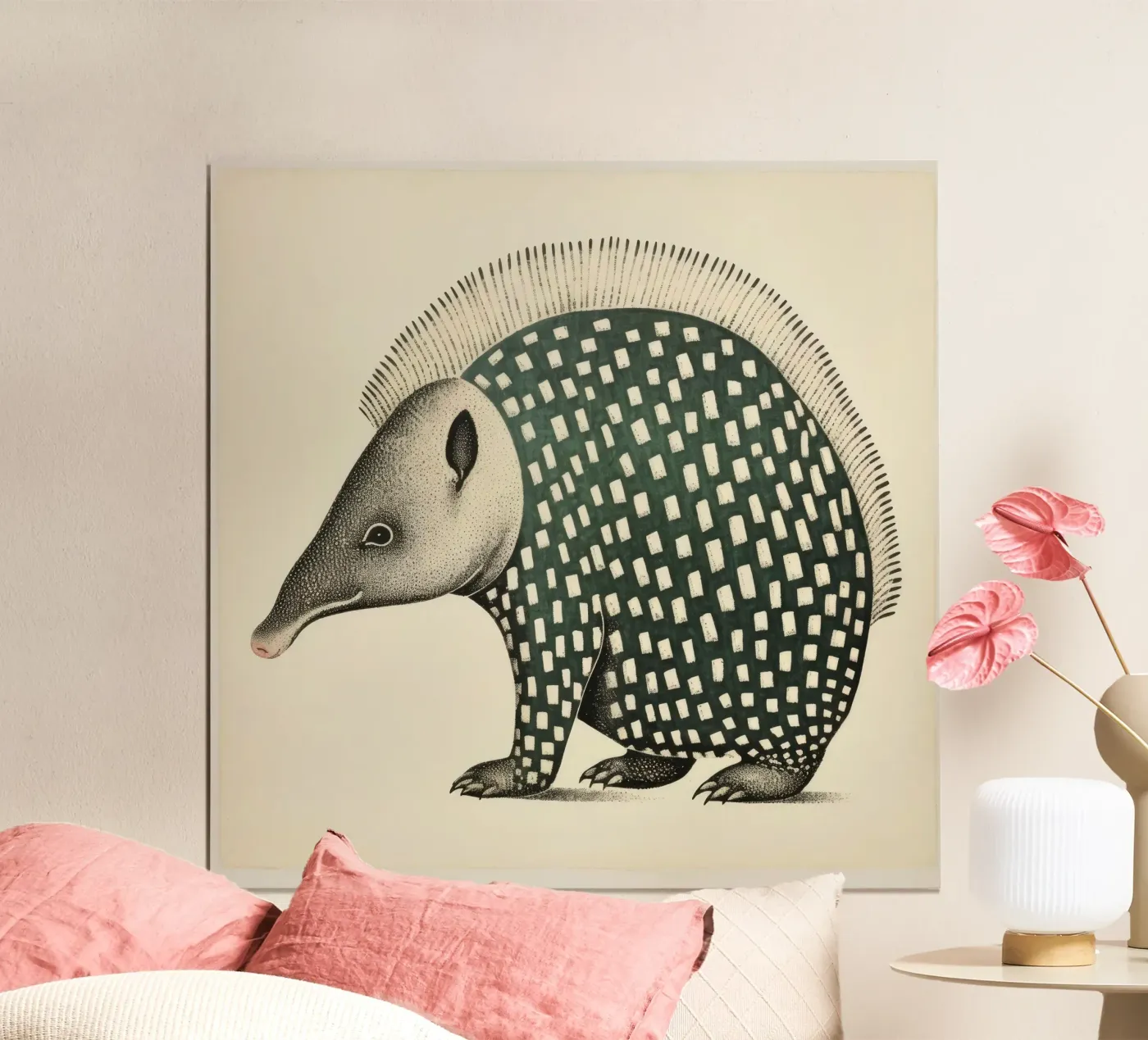 Green Armadillo poster da Minimal Animal Art