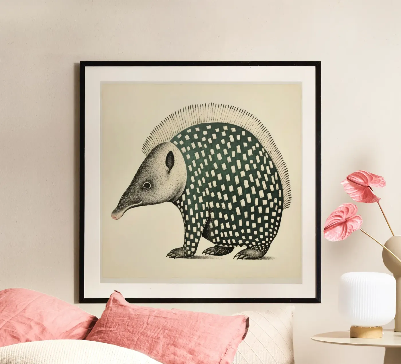 Green Armadillo poster da Minimal Animal Art