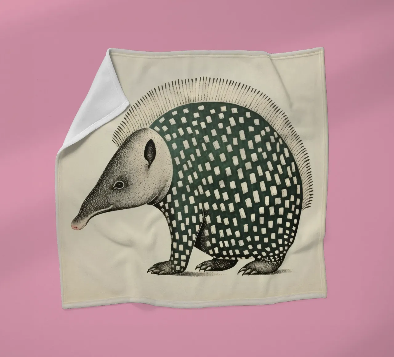 Armadillo verde 1 coperta in pile da Minimal Animal Art
