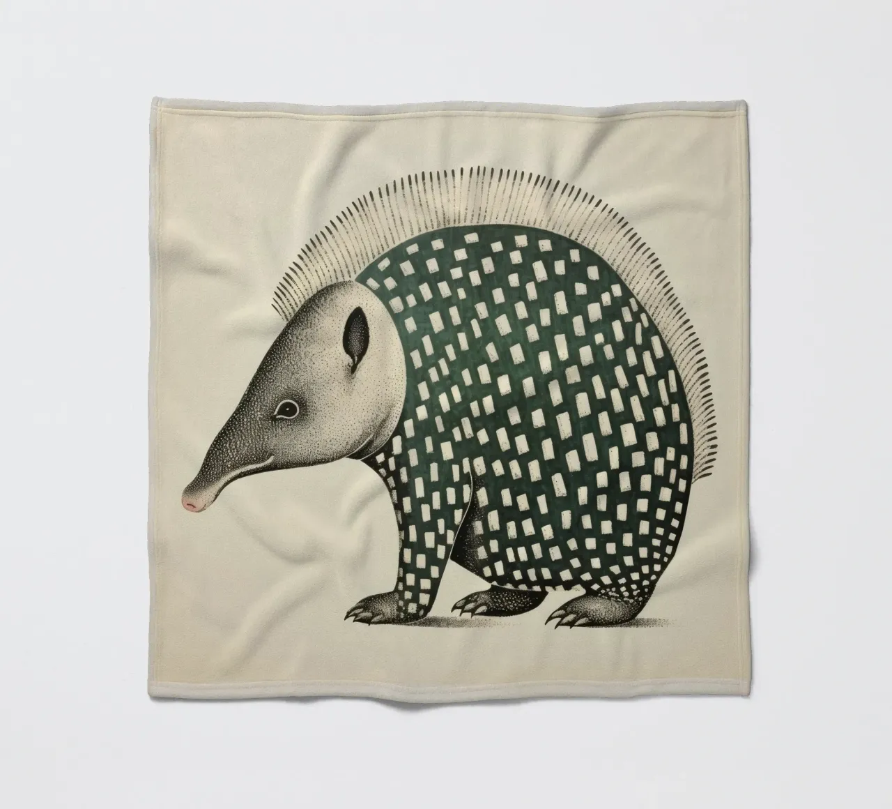 Armadillo verde 1 coperta in pile da Minimal Animal Art