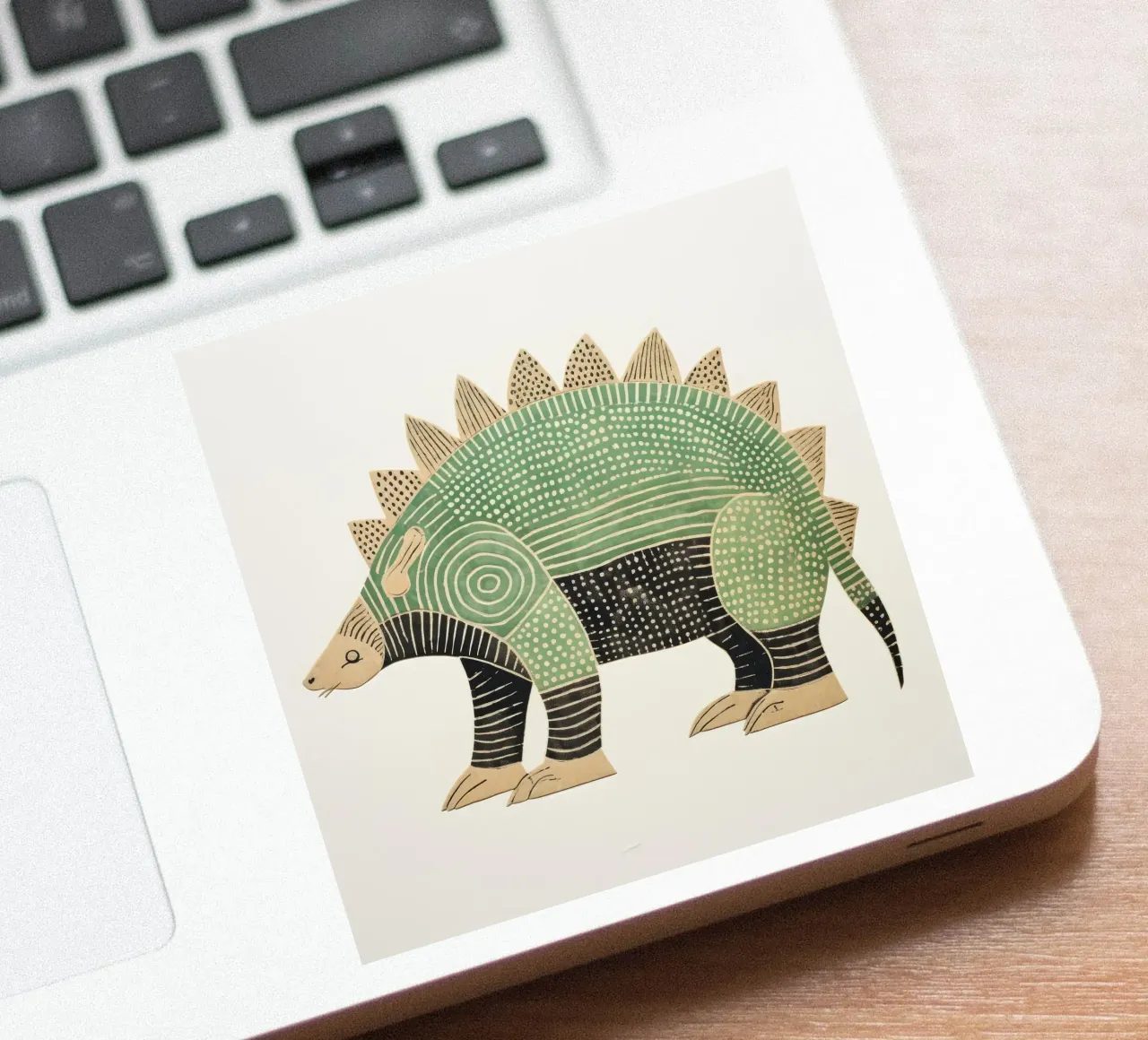 Tatou vert 2 autocollant de Minimal Animal Art