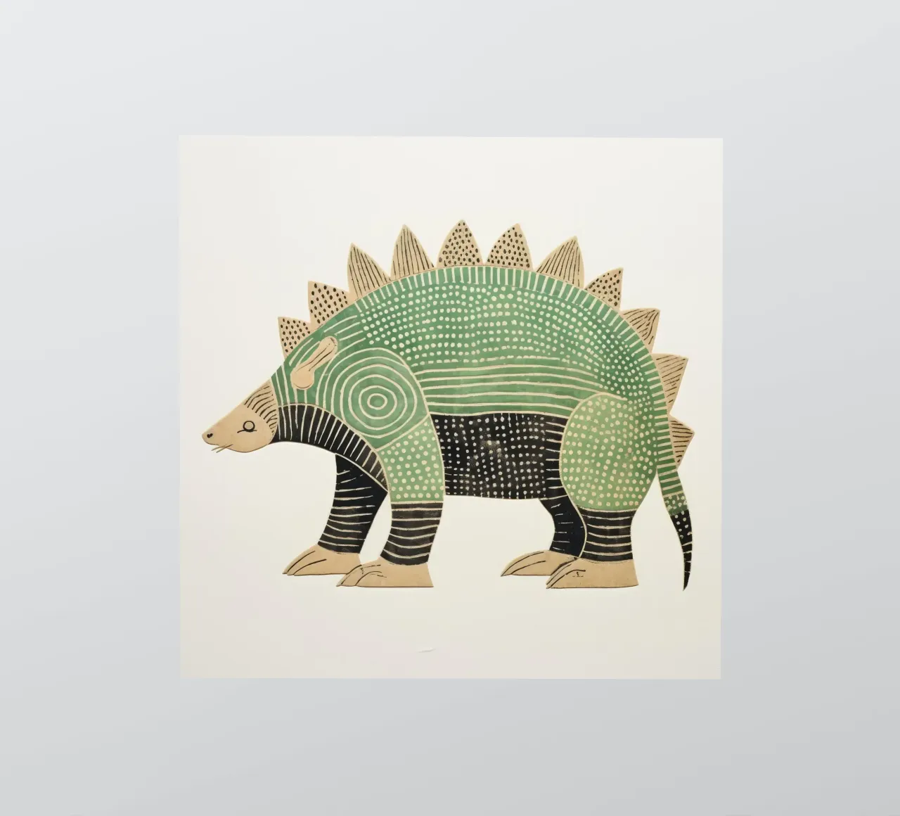 Tatou vert 2 autocollant de Minimal Animal Art