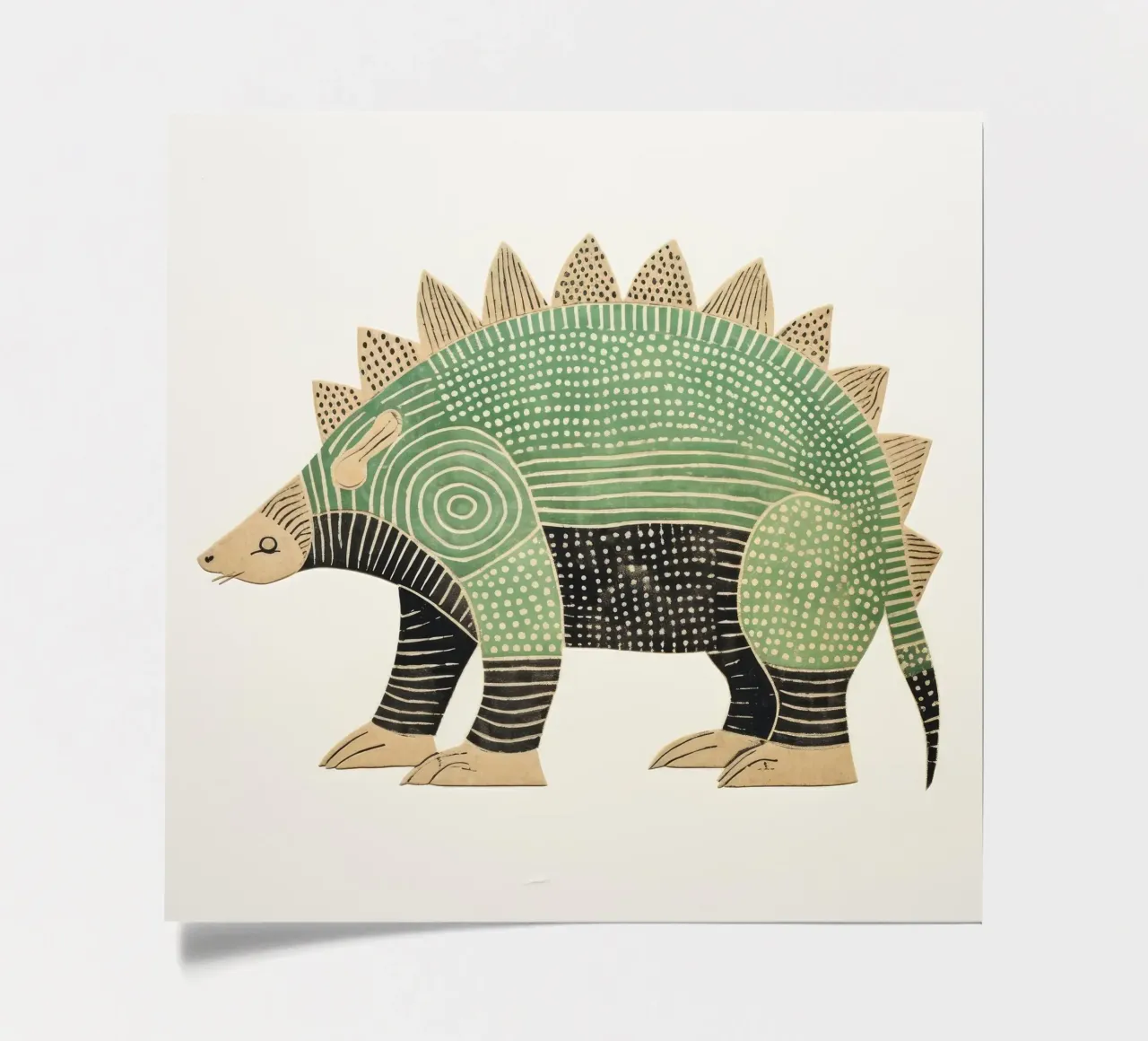 Tatou vert 2 planche autocollant de Minimal Animal Art