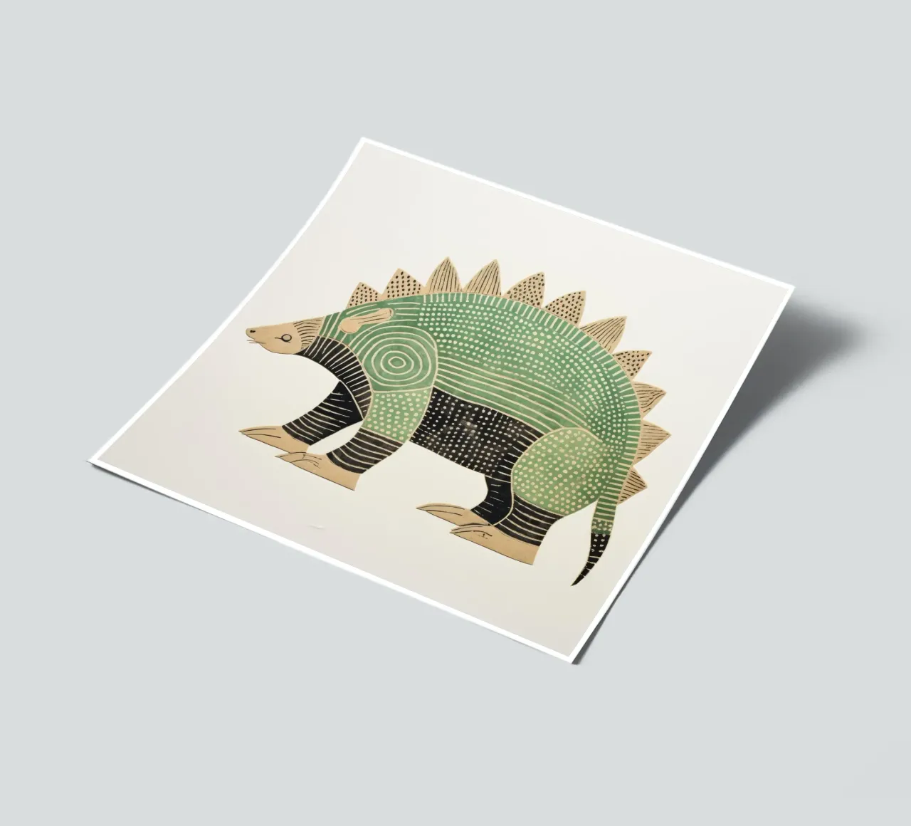 Tatou vert 2 planche autocollant de Minimal Animal Art