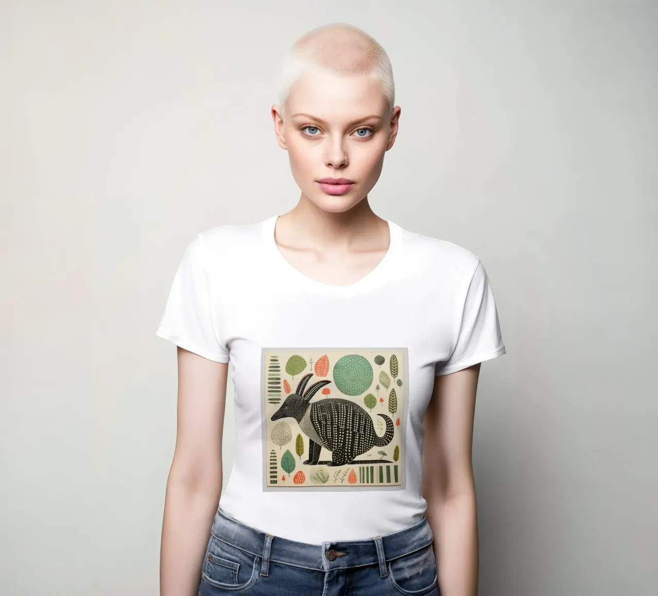 Armadillo verde 3 t-shirt da donna da Minimal Animal Art