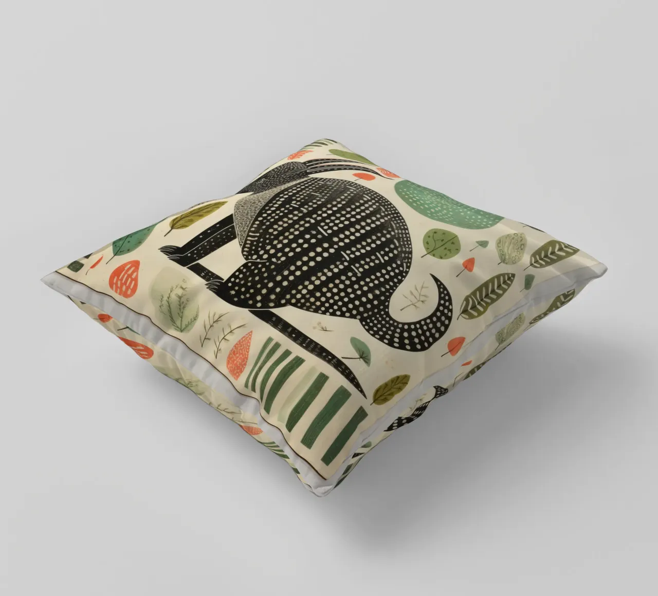 Armadillo verde 3 cuscino da Minimal Animal Art