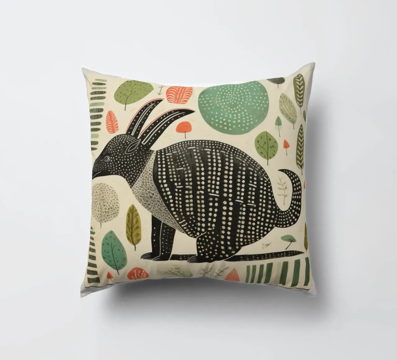 Armadillo verde 3 cuscino da Minimal Animal Art