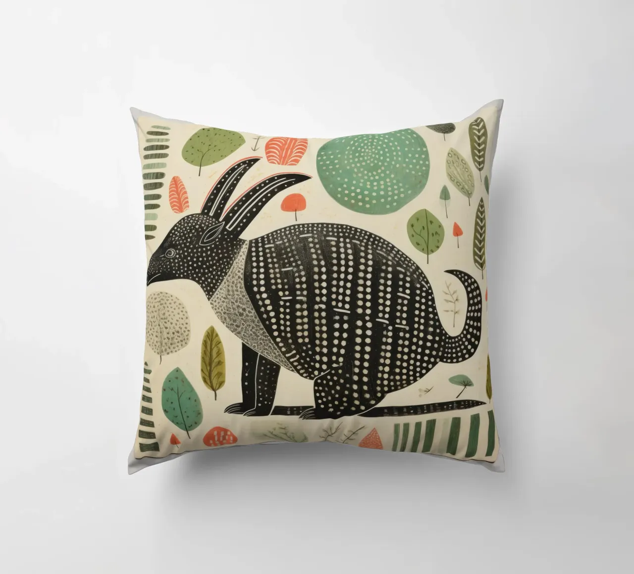 Armadillo verde 3 cuscino da Minimal Animal Art