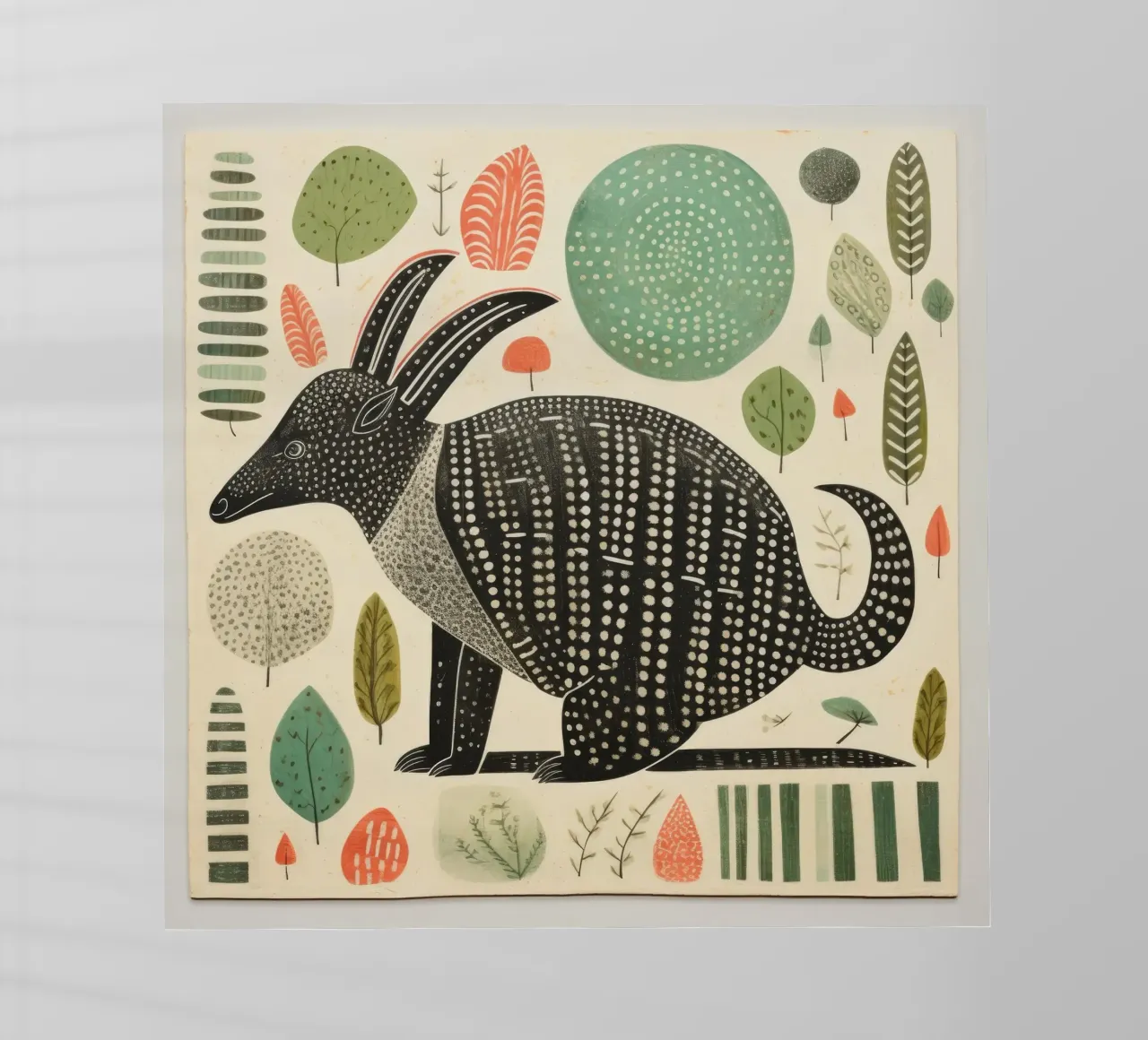 Armadillo verde 3 pellicola backlit da Minimal Animal Art