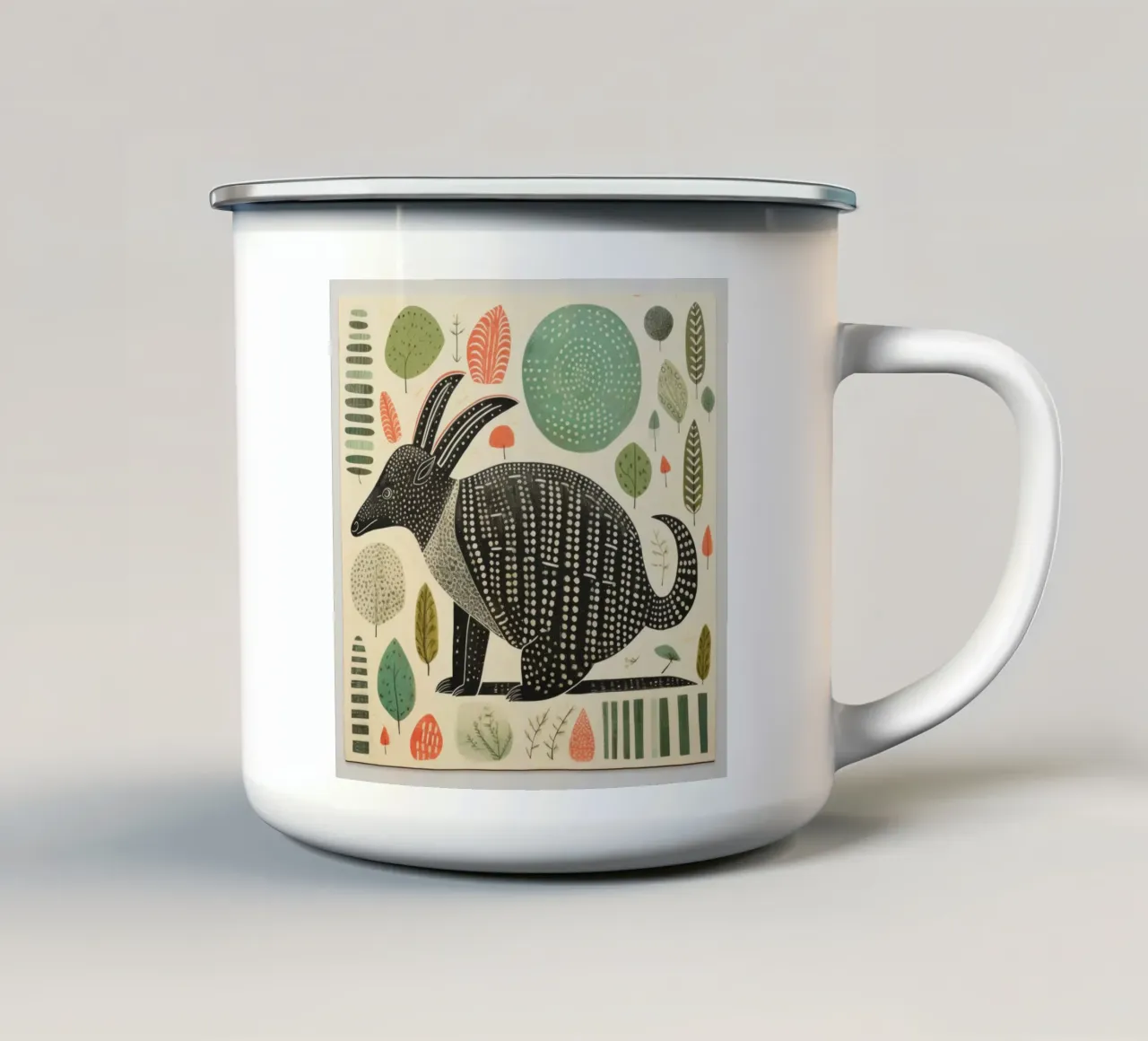 Armadillo verde 3 tazza in smalto da Minimal Animal Art