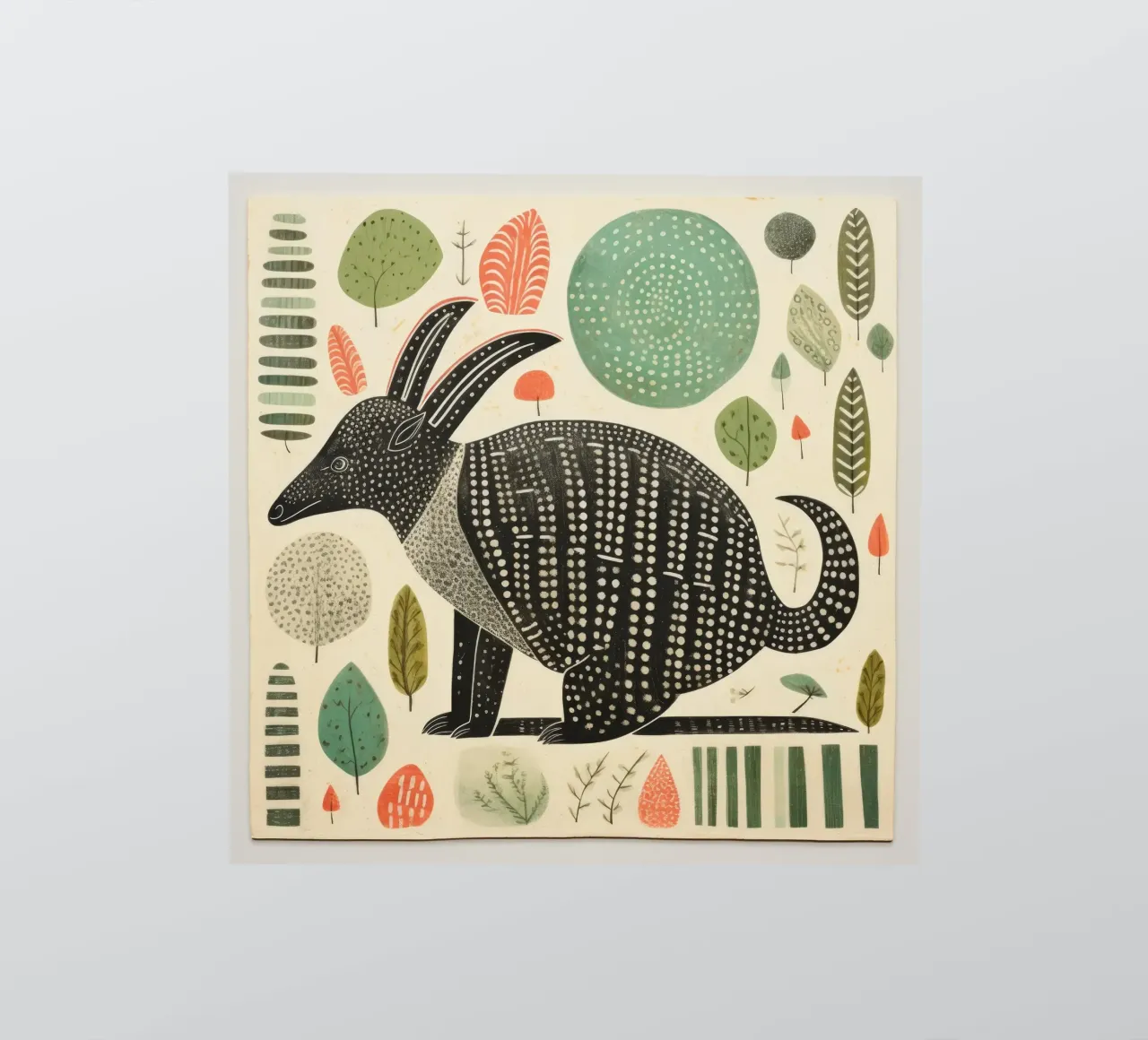 Tatou vert 3 autocollant de Minimal Animal Art