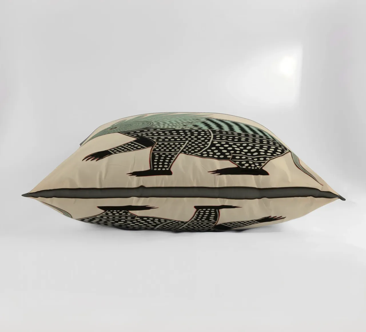Armadillo verde 4 cuscino da Minimal Animal Art