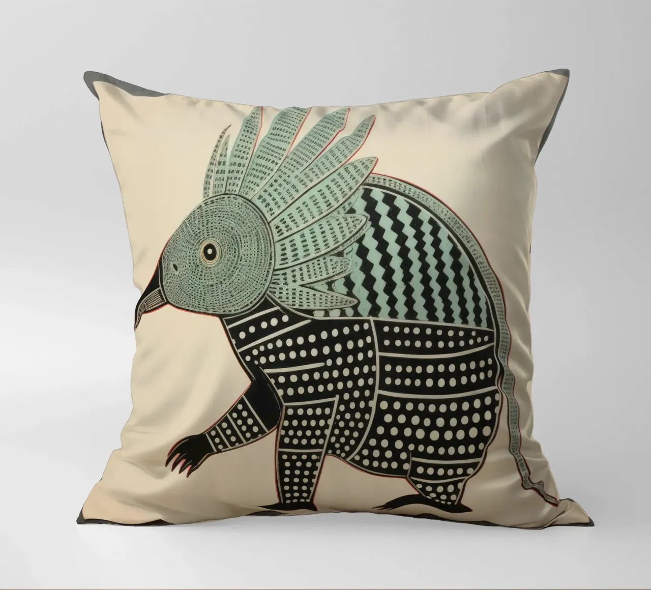 Armadillo verde 4 cuscino da Minimal Animal Art